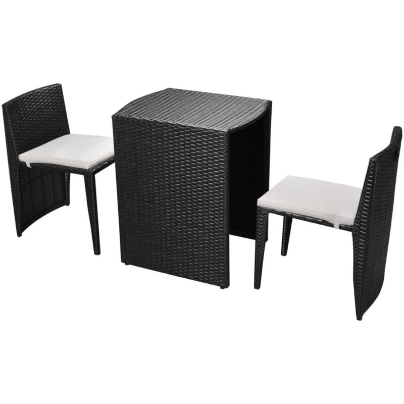 foto del prodotto vidaxl set da bistrot 3 pz con cuscini in polyrattan nero