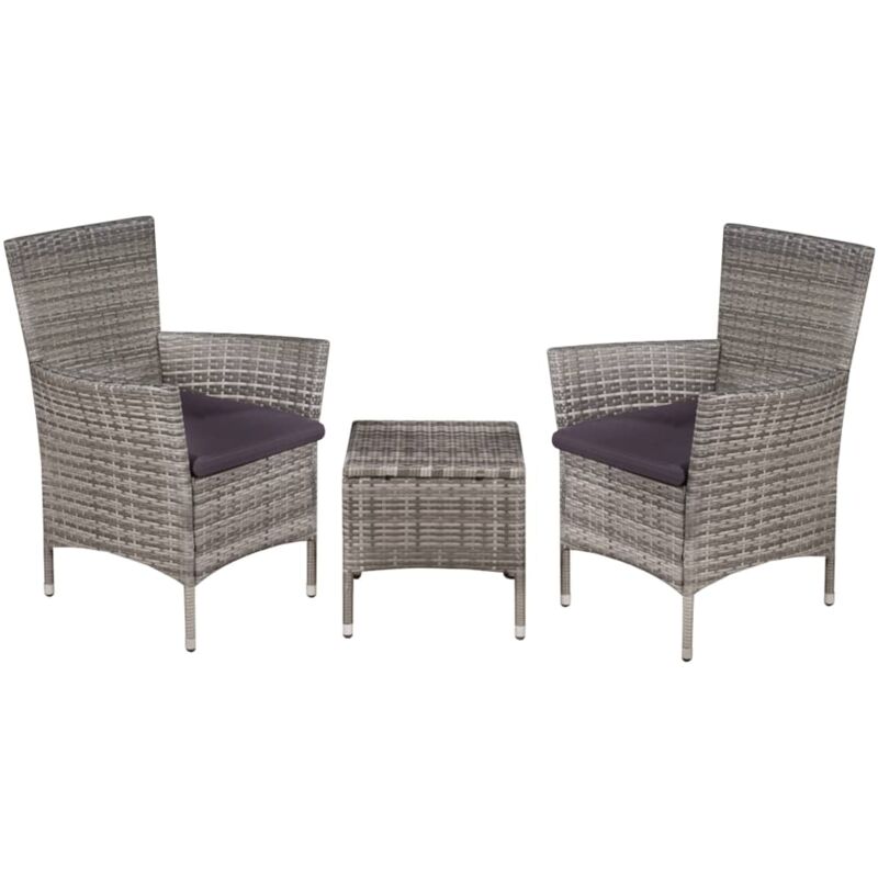 foto del prodotto vidaxl set da bistrot 3 pz in polyrattan grigio