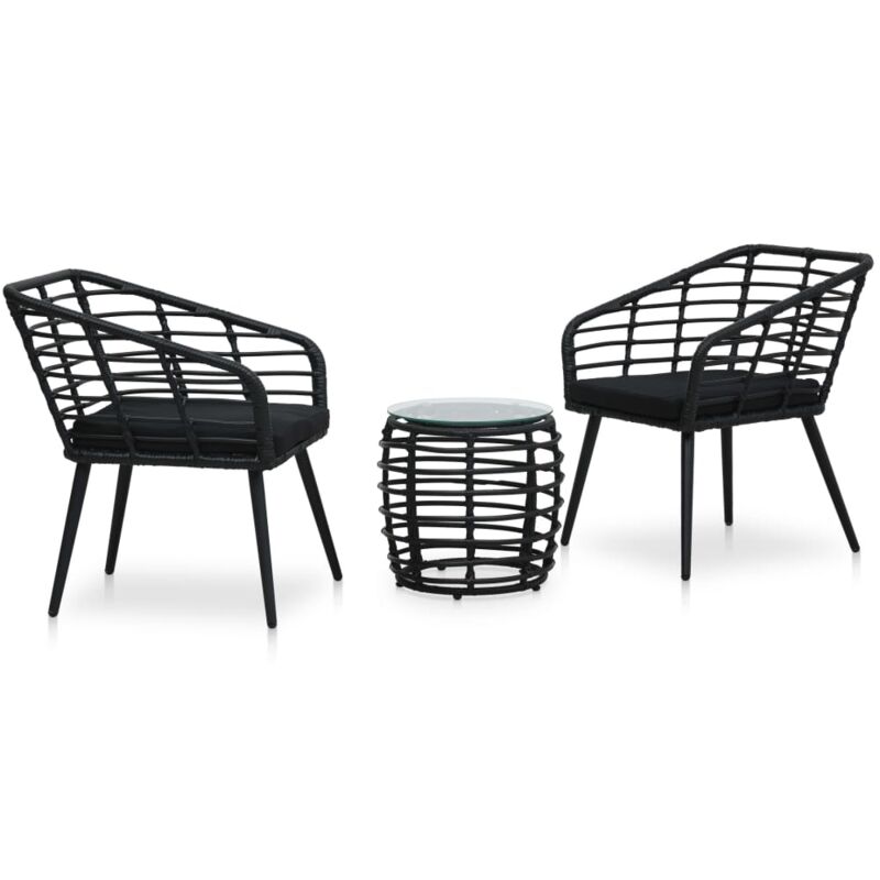 foto del prodotto vidaxl set da bistrot 3 pz in polyrattan nero