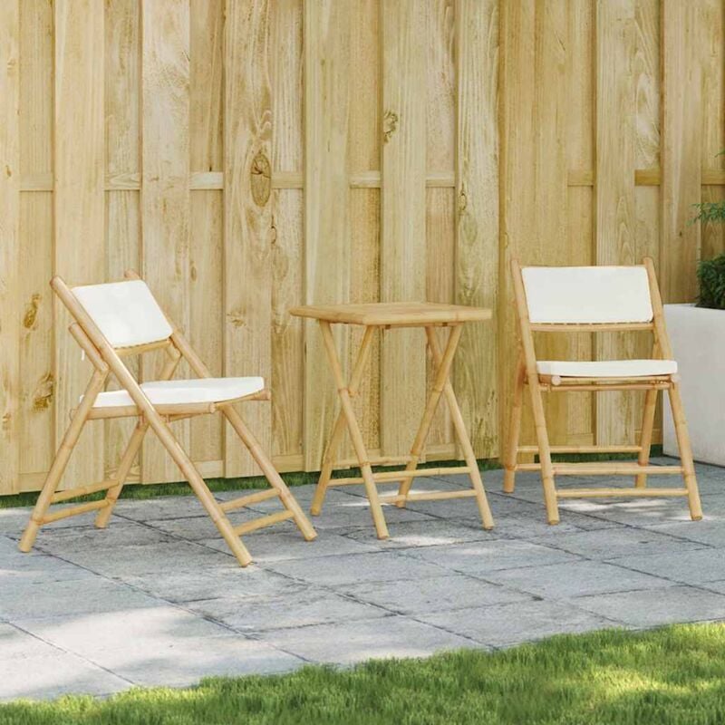 immagine 0 del prodotto vidaxl set da bistrot pieghevole 3 pz cuscini bianco crema in bamb 