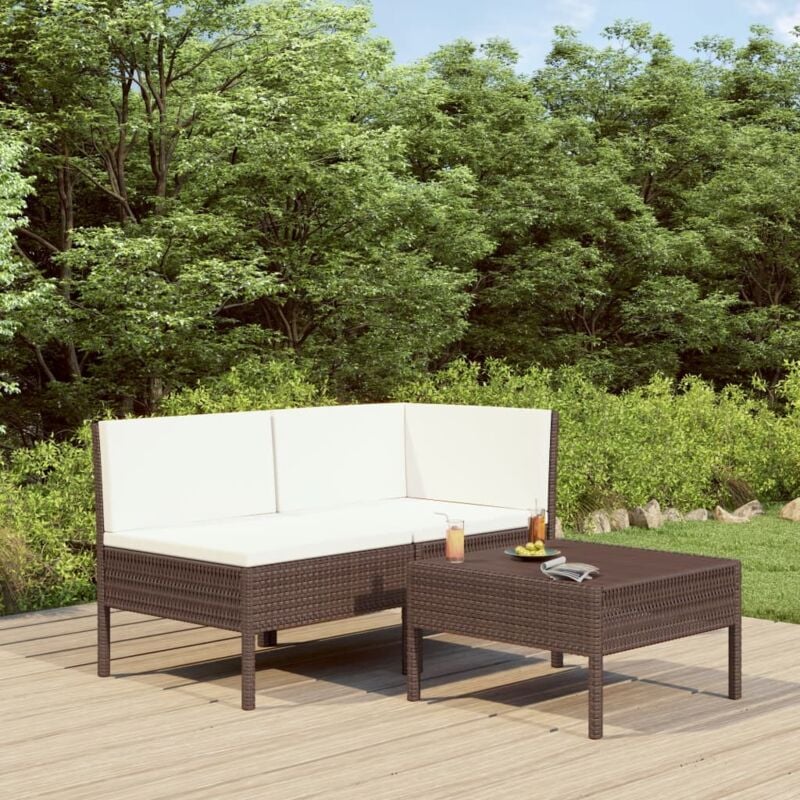 foto del prodotto vidaxl set da esterni con divanetto e tavolo in polyrattan cuscini vari colori colore marrone