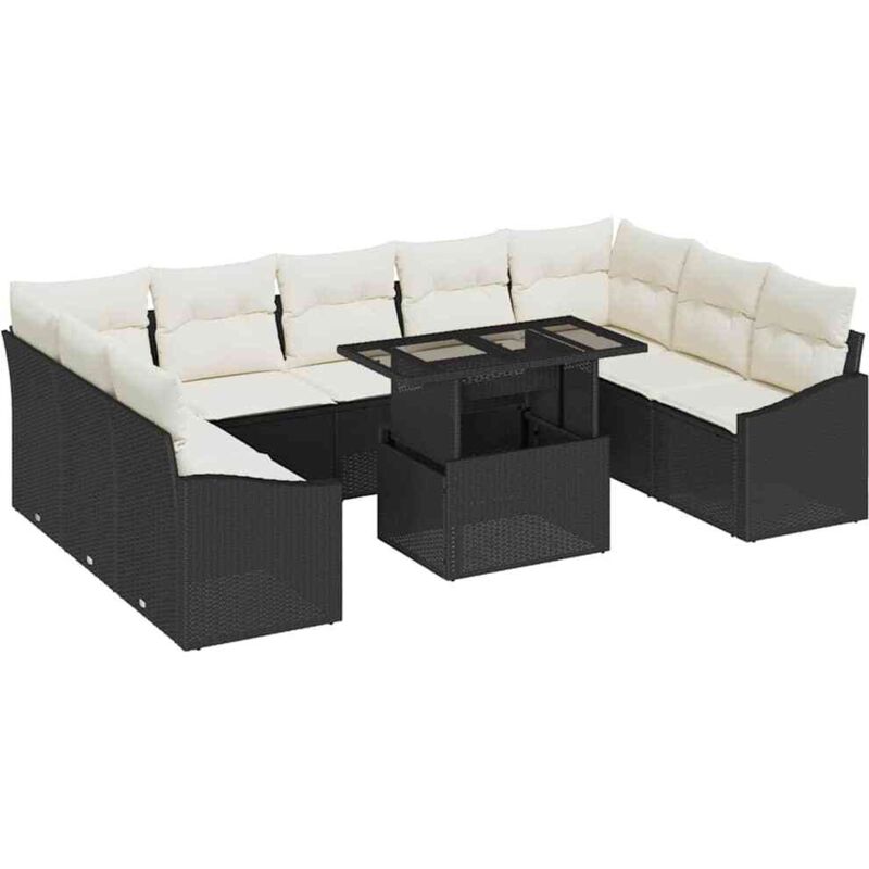 foto del prodotto vidaxl set da giardino 10 pezzi con cuscini rattan nero
