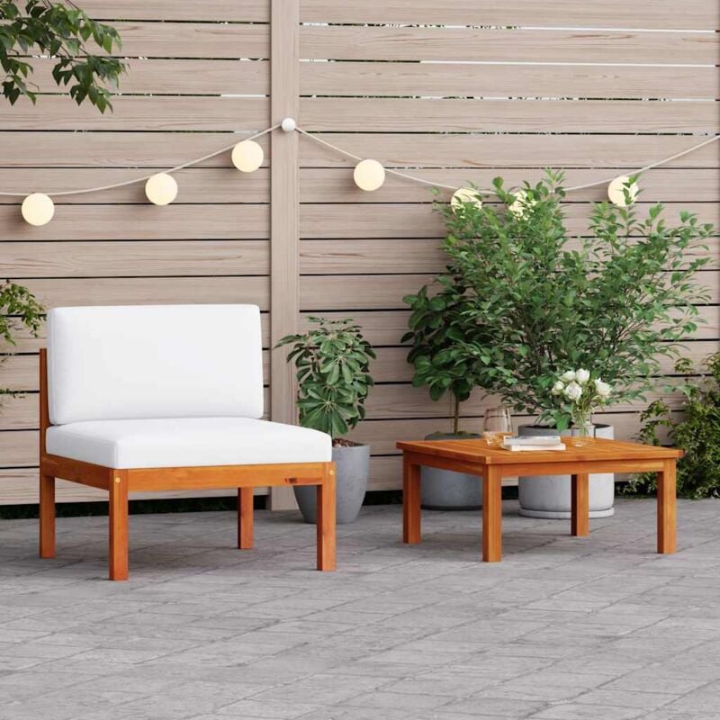 foto del prodotto vidaxl set da giardino 2 pezzi con cuscini in legno di acacia e corda