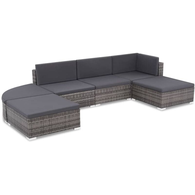 foto del prodotto vidaxl set da giardino 6 pz con cuscini in polyrattan grigio