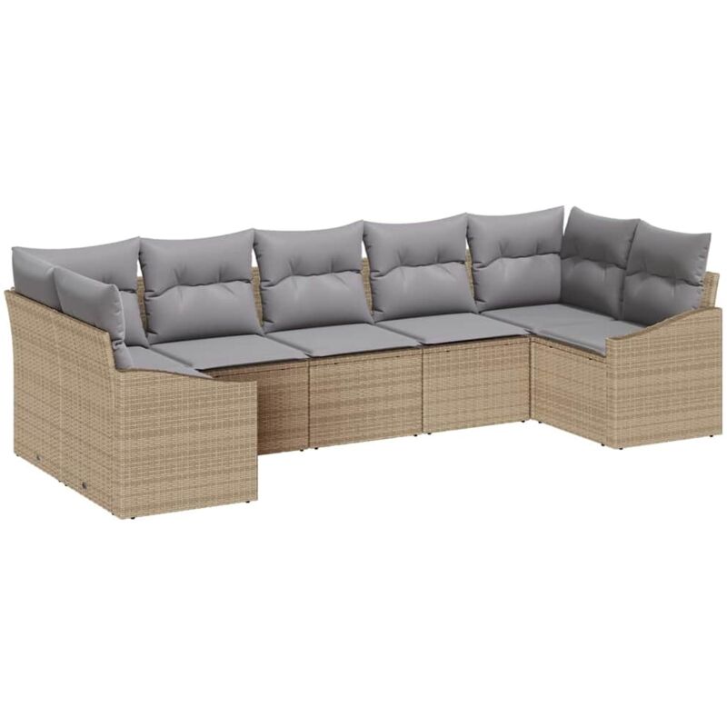 foto del prodotto vidaxl set da giardino 7 pezzi con cuscini beige in rattan