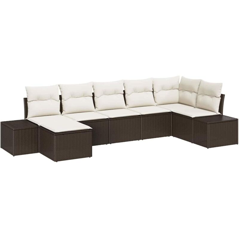foto del prodotto vidaxl set da giardino con 7 pezzi e cuscini marrone polirattan