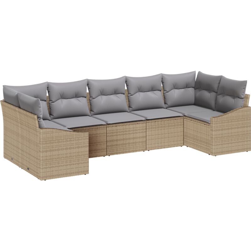 immagine 0 del prodotto vidaxl set da giardino da 7 pezzi con cuscini in polyrattan beige