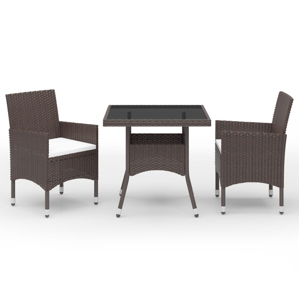 foto del prodotto vidaxl set da patio o terrazza con tavolo dal piano in vetro 2 poltrone vari colori colore marrone