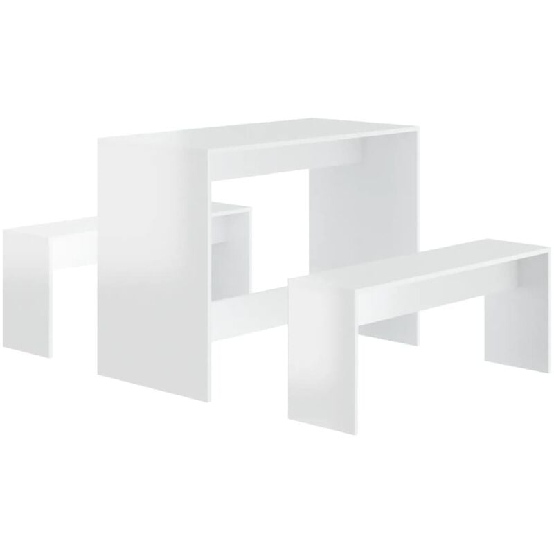 foto del prodotto vidaxl set da pranzo 3 pz bianco lucido in truciolato