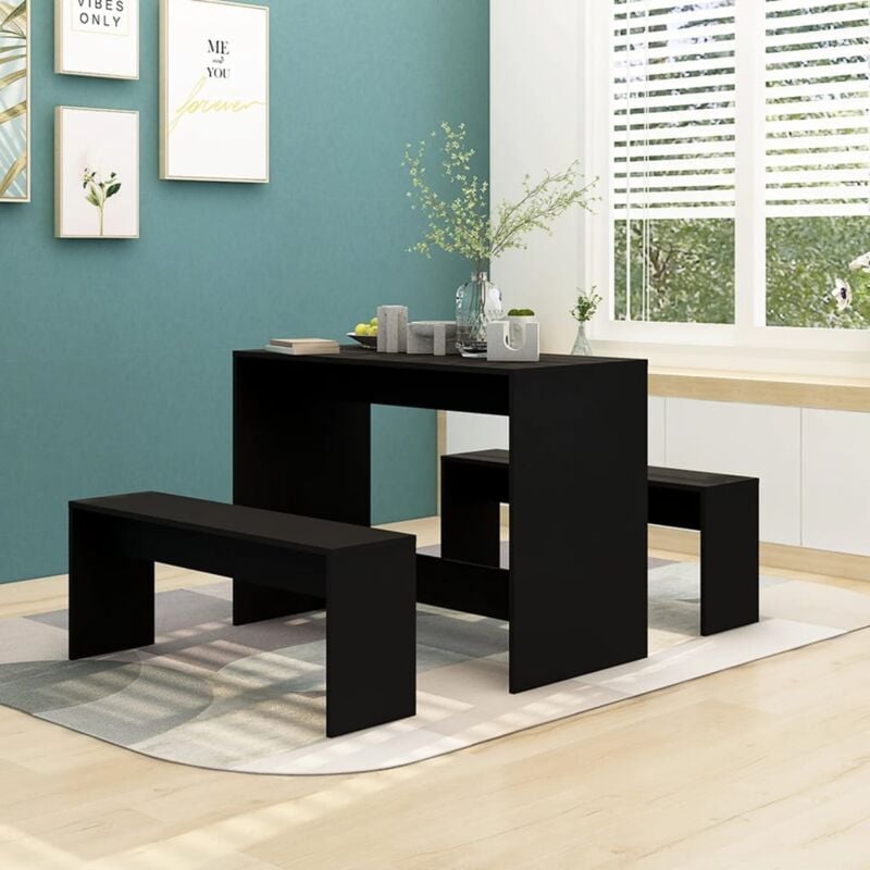 foto del prodotto vidaxl set da pranzo 3 pz nero in truciolato