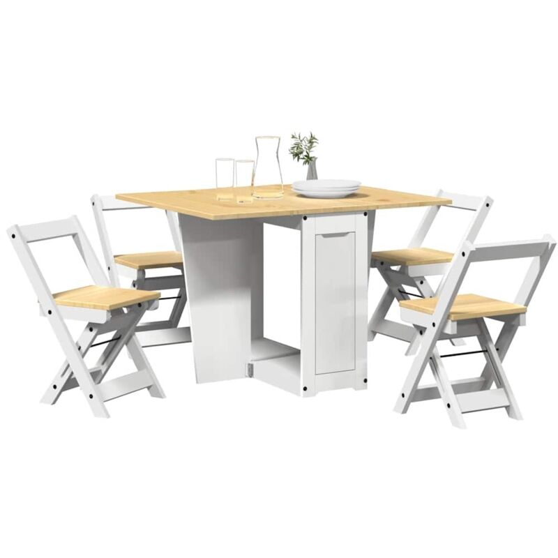 foto del prodotto vidaxl set da pranzo 5 pz corona pieghevole bianco in legno di pino