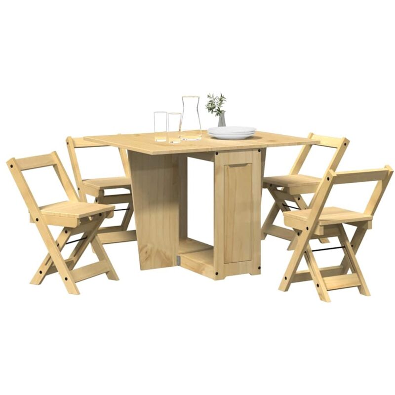 foto del prodotto vidaxl set da pranzo 5 pz corona pieghevole marrone cera in pino