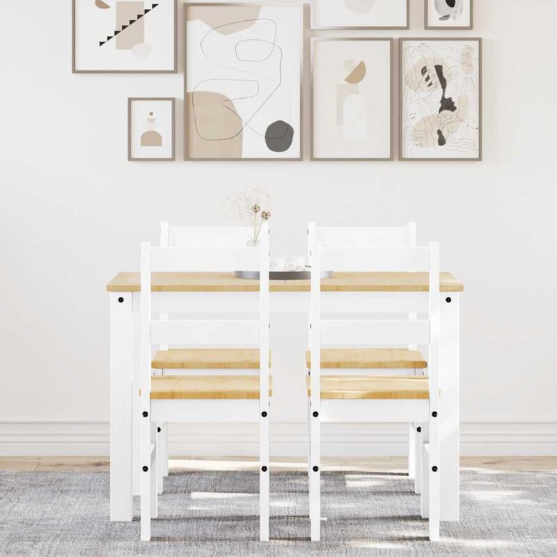 foto del prodotto vidaxl set da pranzo 5 pz panama bianco in legno massello di pino
