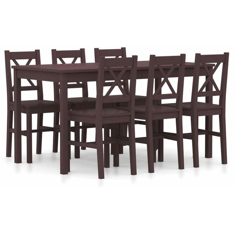 foto del prodotto vidaxl set da pranzo 7 pz in legno di pino marrone scuro