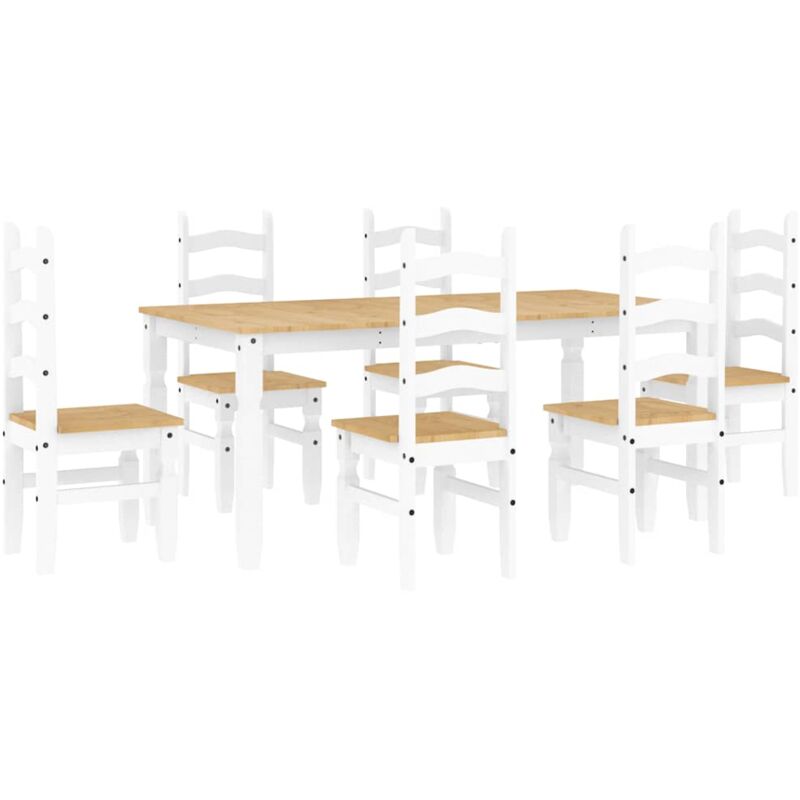 foto del prodotto vidaxl set da pranzo 7 pz panama bianco in legno massello di pino