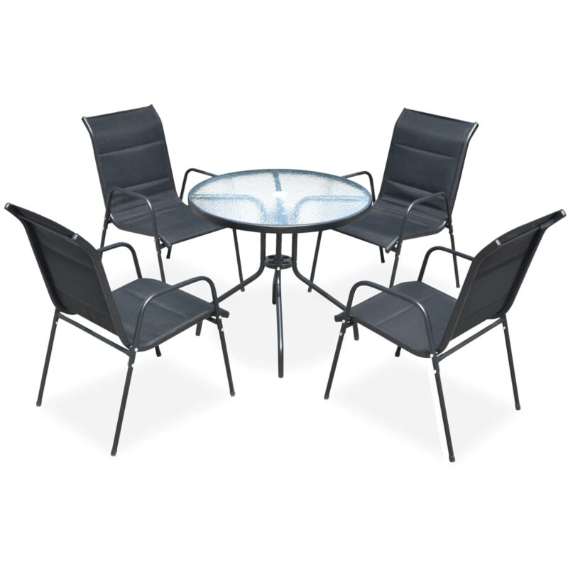 foto del prodotto vidaxl set da pranzo da esterno 5 pz in acciaio nero