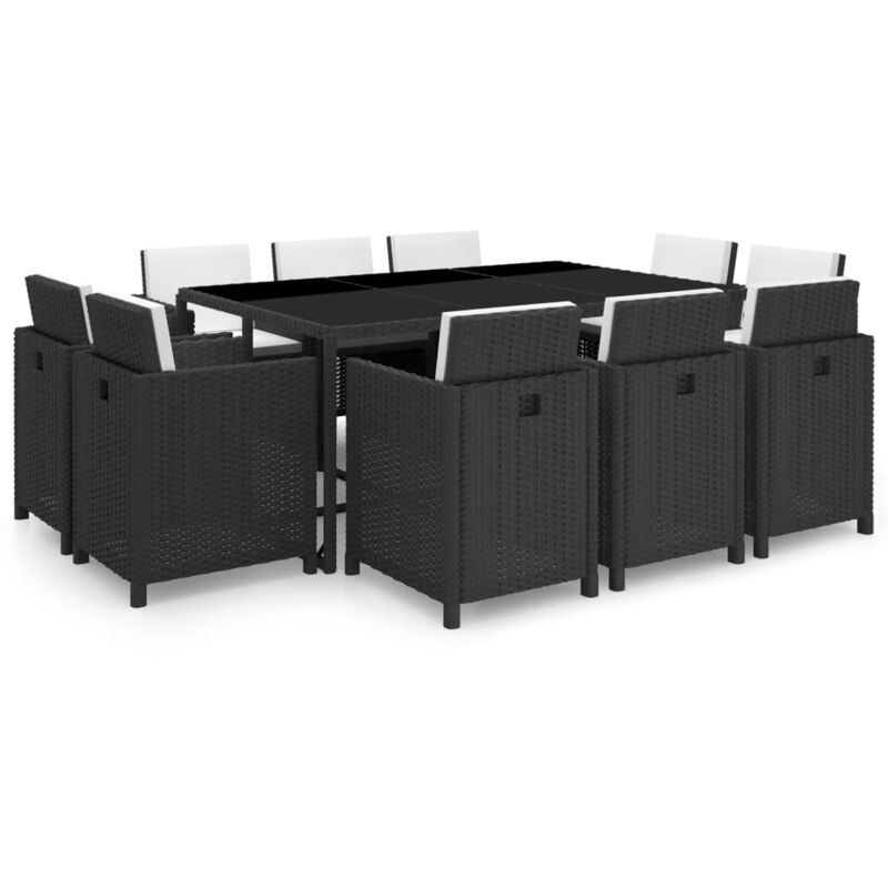 foto del prodotto vidaxl set da pranzo da giardino 11 pz con cuscini in polyrattan nero