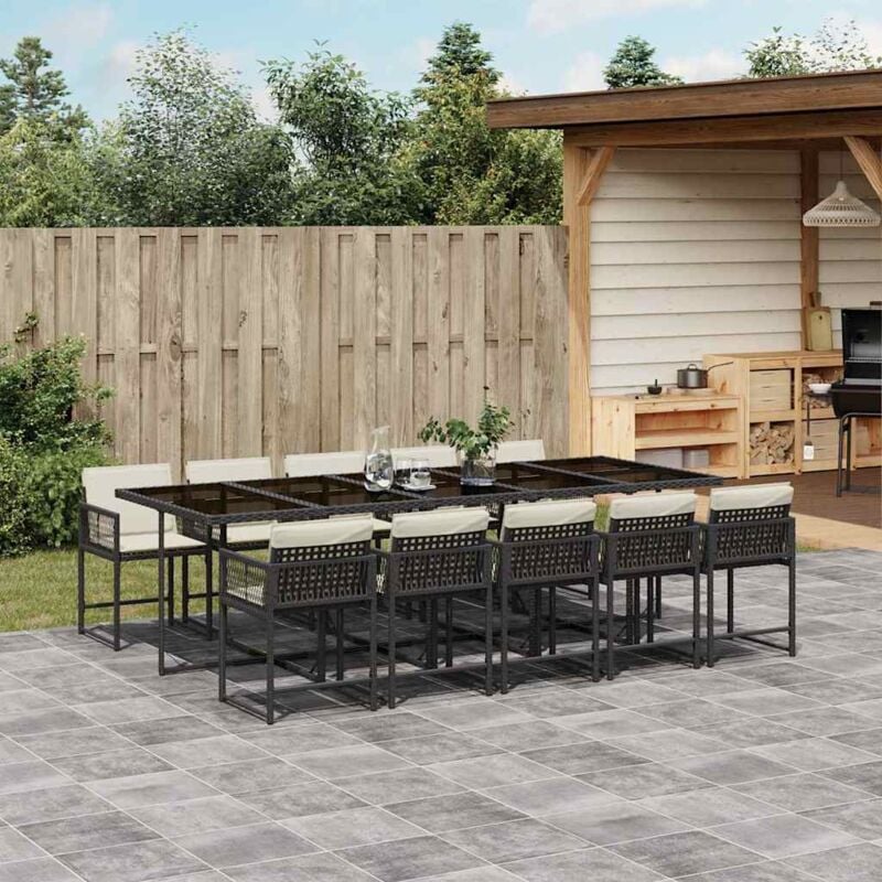 foto del prodotto vidaxl set da pranzo da giardino 11 pz con cuscini in polyrattan nero