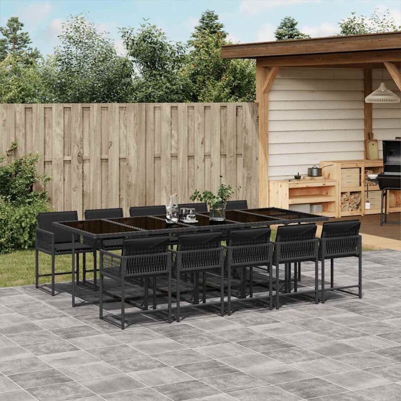 foto del prodotto vidaxl set da pranzo da giardino 11 pz con cuscini in polyrattan nero