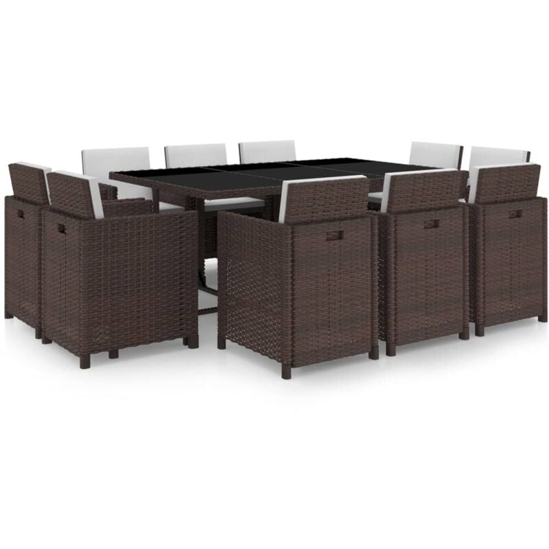 foto del prodotto vidaxl set da pranzo da giardino 11 pz con cuscini polyrattan marrone