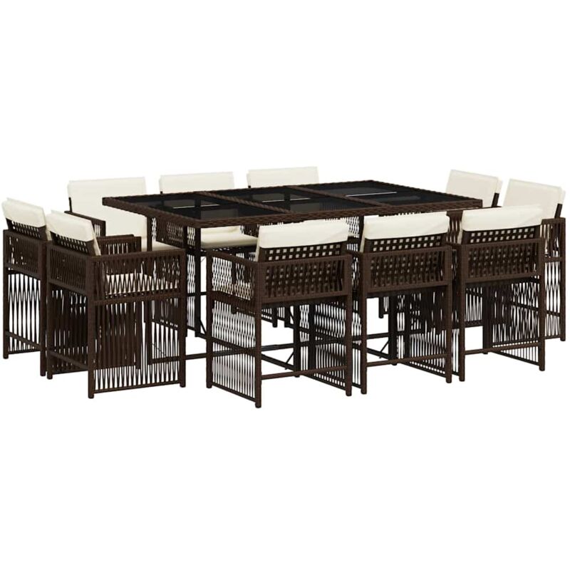 foto del prodotto vidaxl set da pranzo da giardino 11 pz con cuscini polyrattan marrone