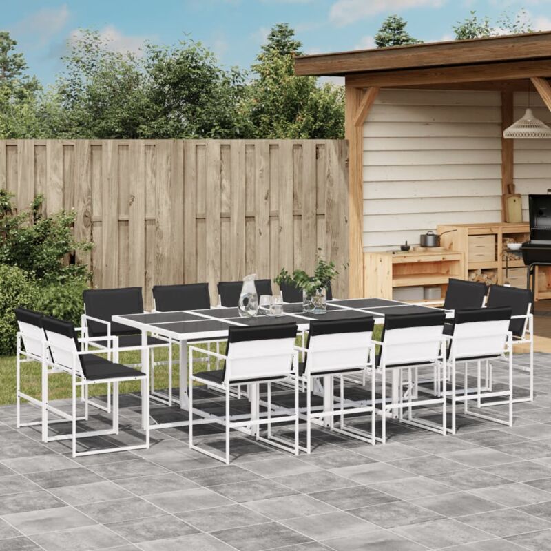 foto del prodotto vidaxl set da pranzo da giardino 13 pz con cuscini bianco in textilene