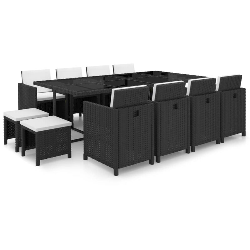 foto del prodotto vidaxl set da pranzo da giardino 13 pz con cuscini in polyrattan nero