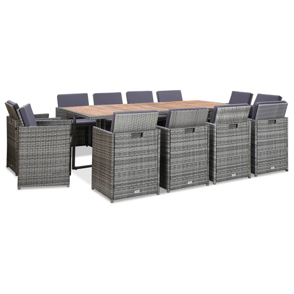 foto del prodotto vidaxl set da pranzo da giardino 13 pz e cuscini polyrattan antracite