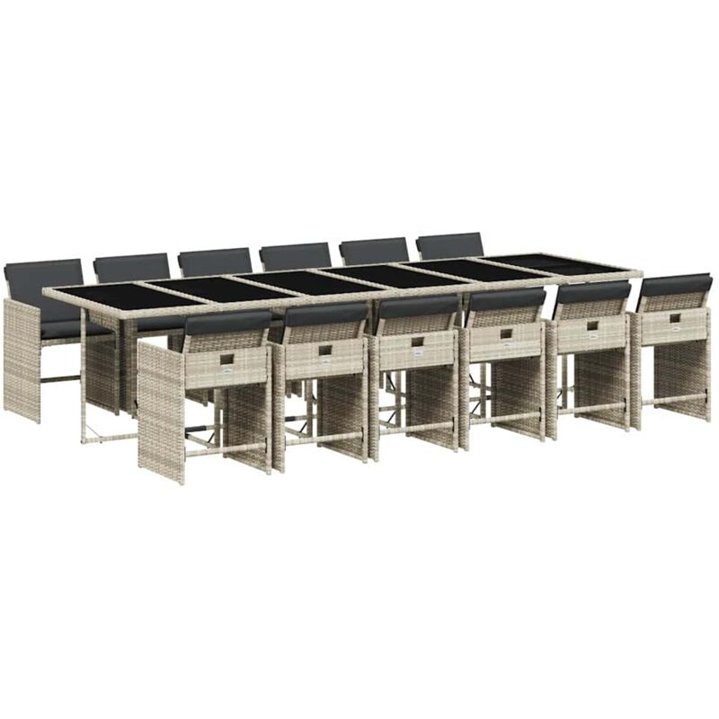 foto del prodotto vidaxl set da pranzo da giardino 13pz con cuscini grigio in polyrattan