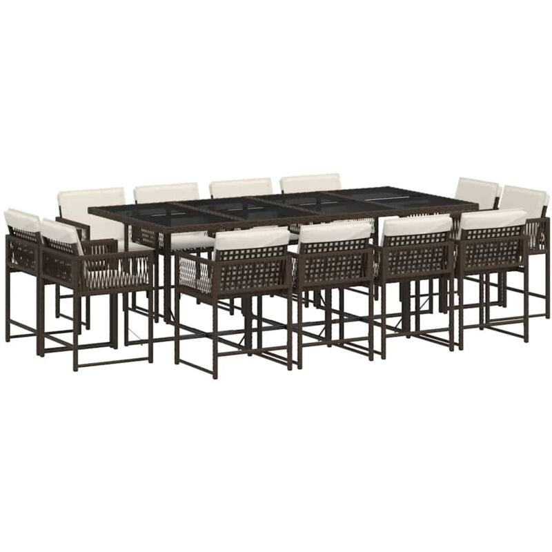 foto del prodotto vidaxl set da pranzo da giardino 13pz con cuscini marrone polyrattan