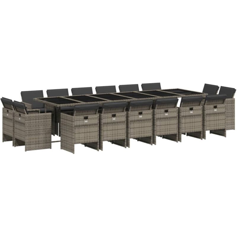 foto del prodotto vidaxl set da pranzo da giardino 17pz con cuscini grigio in polyrattan