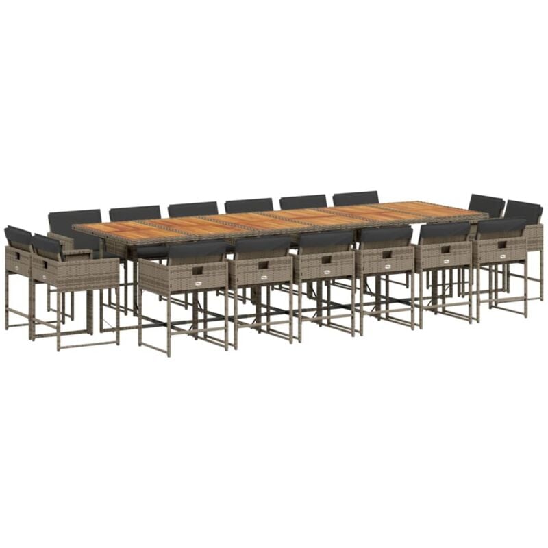 foto del prodotto vidaxl set da pranzo da giardino 17pz con cuscini grigio in polyrattan