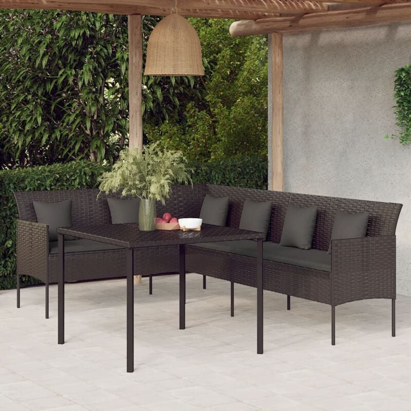 foto del prodotto vidaxl set da pranzo da giardino 2 pz con cuscini nero in polyrattan