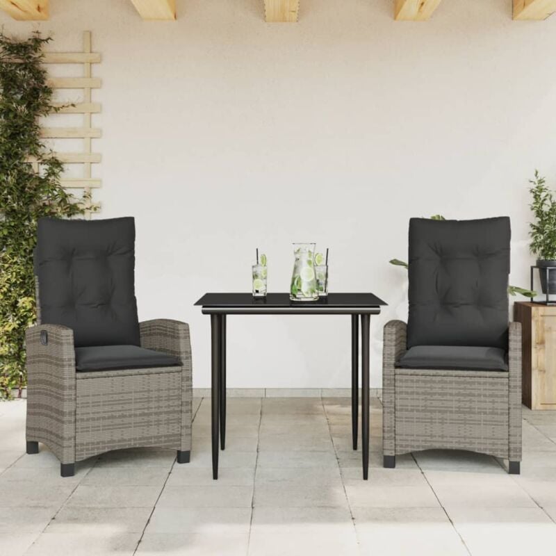 foto del prodotto vidaxl set da pranzo da giardino 3 pz con cuscini in polyrattan grigio
