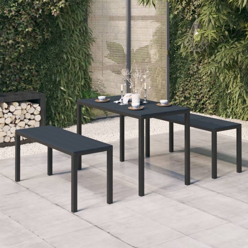 foto del prodotto vidaxl set da pranzo da giardino 3 pz in acciaio e wpc nero