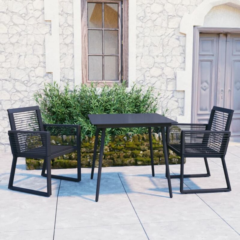 foto del prodotto vidaxl set da pranzo da giardino 3 pz in rattan pvc nero