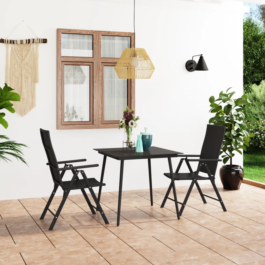 foto del prodotto vidaxl set da pranzo da giardino 3 pz nero 530104