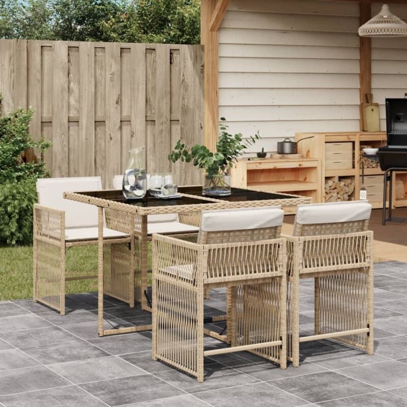 foto del prodotto vidaxl set da pranzo da giardino 5 pz con cuscini beige in polyrattan 611872