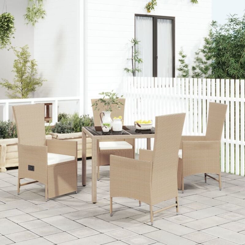immagine 0 del prodotto vidaxl set da pranzo da giardino 5 pz con cuscini beige in polyrattan