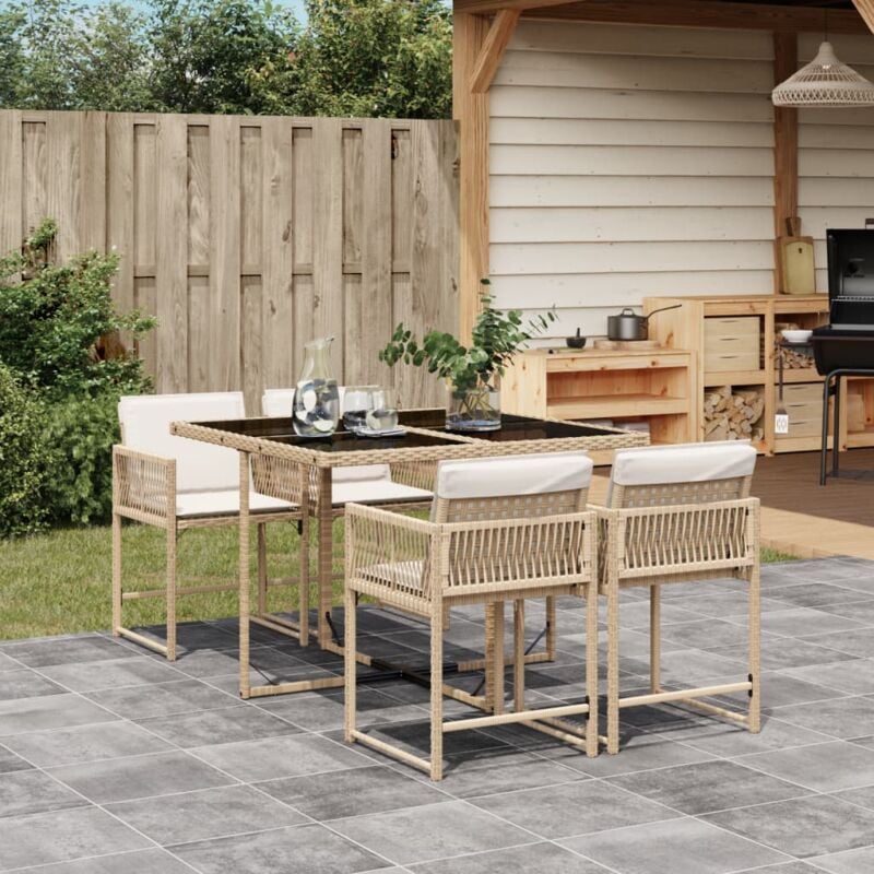 foto del prodotto vidaxl set da pranzo da giardino 5 pz con cuscini beige in polyrattan