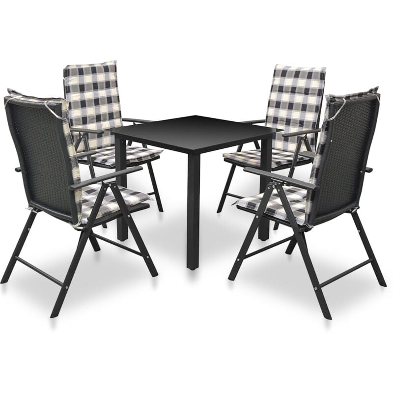 foto del prodotto vidaxl set da pranzo da giardino 5 pz con cuscini in alluminio nero