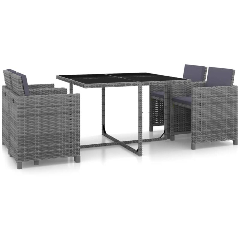 foto del prodotto vidaxl set da pranzo da giardino 5 pz con cuscini in polyrattan grigio