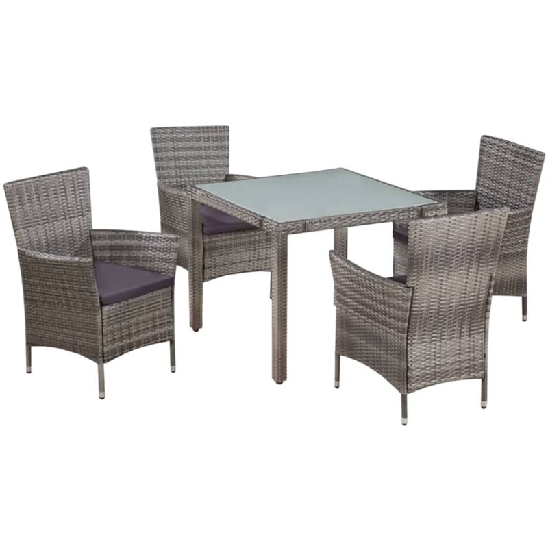 foto del prodotto vidaxl set da pranzo da giardino 5 pz con cuscini in polyrattan grigio