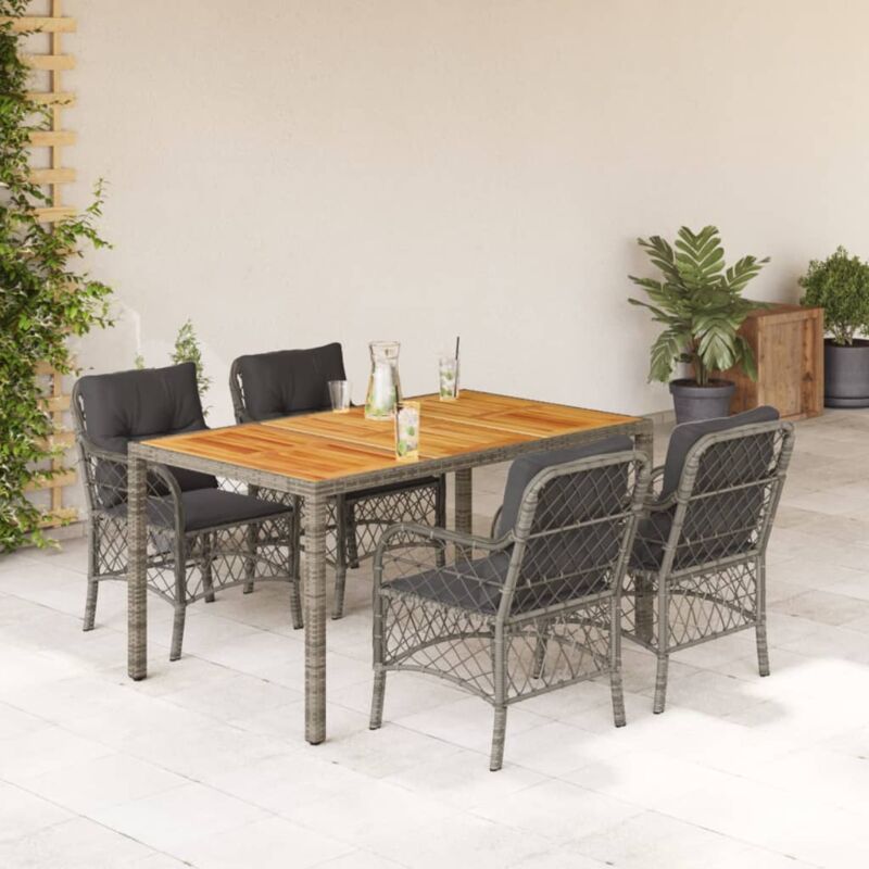 foto del prodotto vidaxl set da pranzo da giardino 5 pz con cuscini in polyrattan grigio