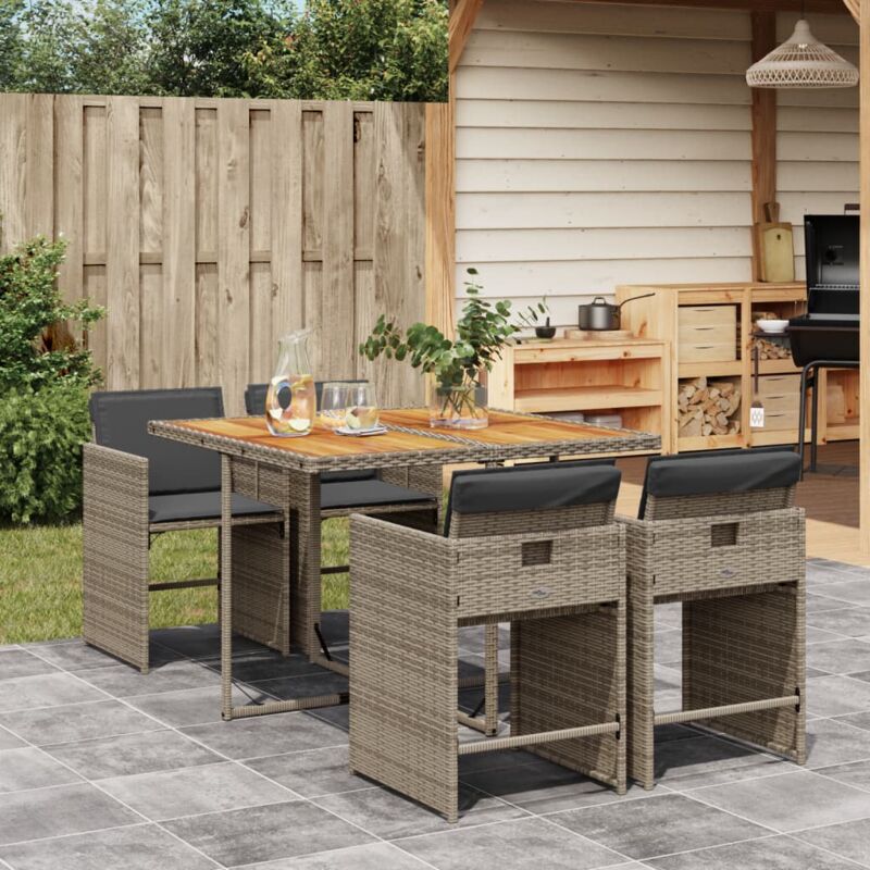 foto del prodotto vidaxl set da pranzo da giardino 5 pz con cuscini in polyrattan grigio
