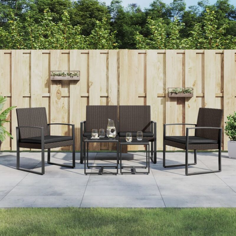 foto del prodotto vidaxl set da pranzo da giardino 5 pz con cuscini in pp rattan marrone