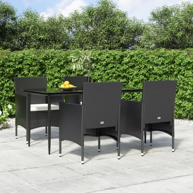 foto del prodotto vidaxl set da pranzo da giardino 5 pz con cuscini nero