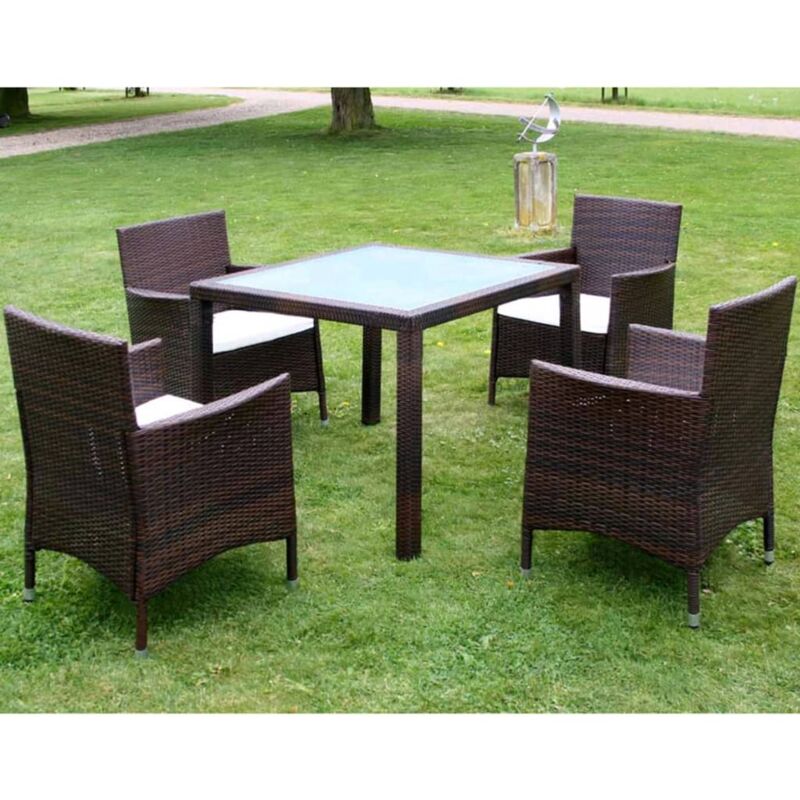 foto del prodotto vidaxl set da pranzo da giardino 5 pz con cuscini polyrattan marrone