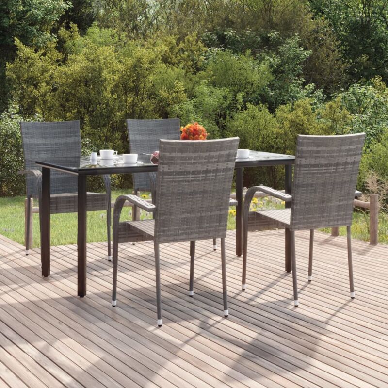 foto del prodotto vidaxl set da pranzo da giardino 5 pz grigio in polyrattan