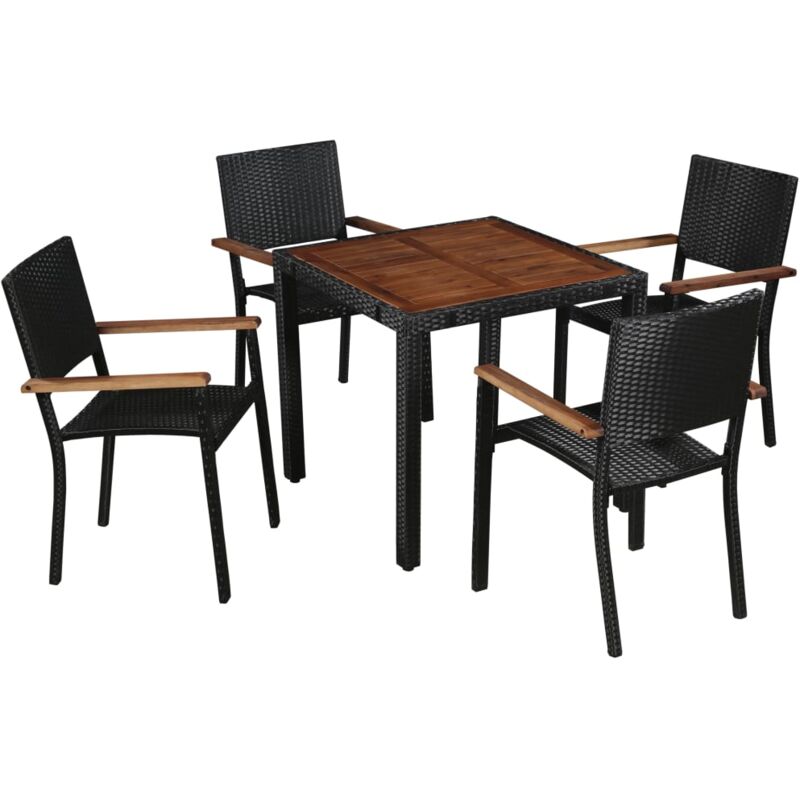 foto del prodotto vidaxl set da pranzo da giardino 5 pz in polyrattan e acacia nero